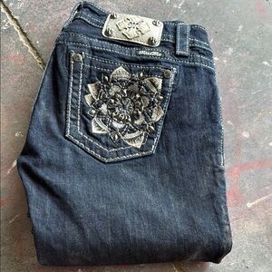 Embroidered Dark Wash Jeans